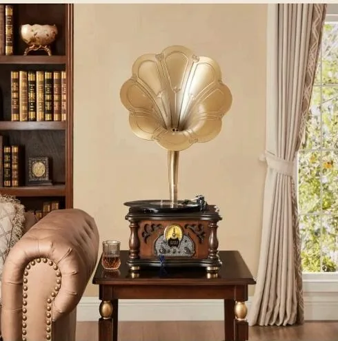 oldvox C-001 compact tabletop phonograph in cherry with gold