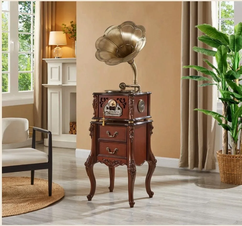 oldvox C-125 floor phonograph in cherry with gold