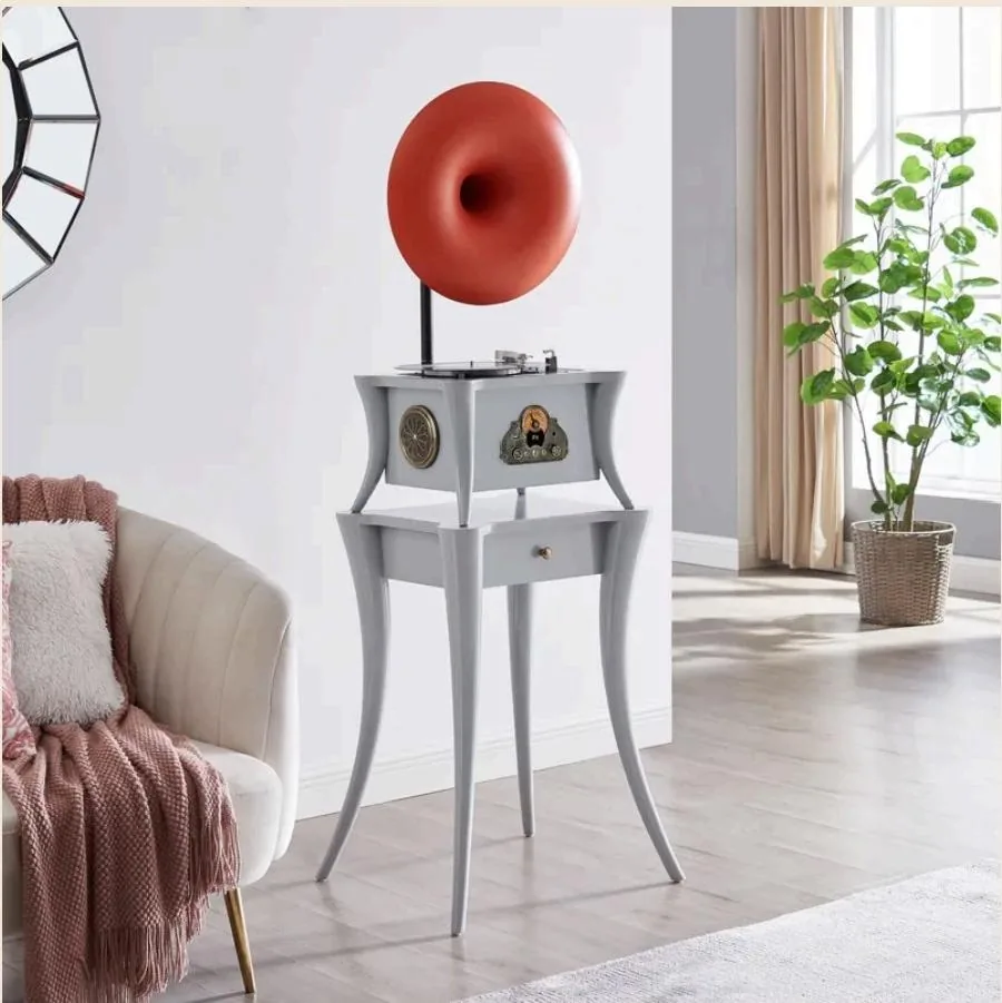 oldvox C-129 modern floor phonograph in gray